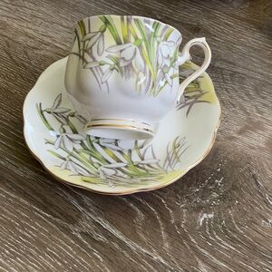 Royal Albert Footed Demitasse Flower of the Month #1 “Snowdrop” Tea Cup & Saucer